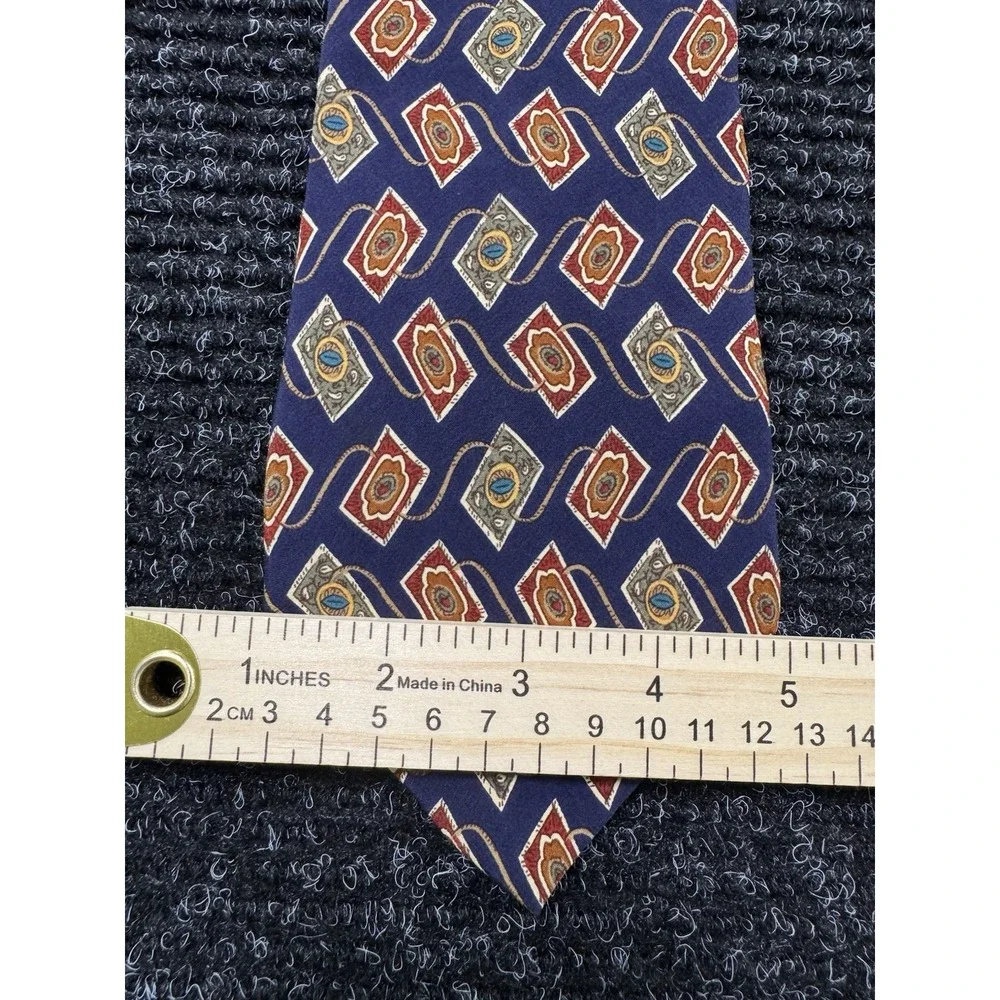 Vintage CHAPS Ralph Lauren Tie Mens Navy Geometric Made USA 58